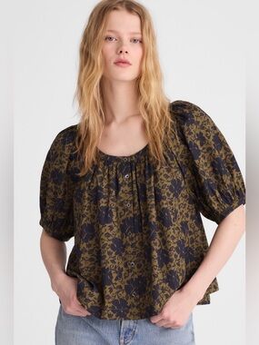NWOT Madewell Puff-Sleeve A-Line Top